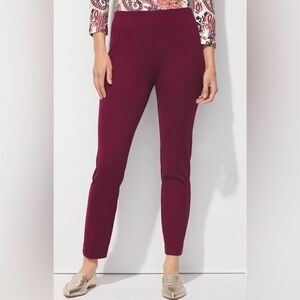 Chico’s Slim Ankle Pants - Pull On Ponte knit stretch - Small - Maroon